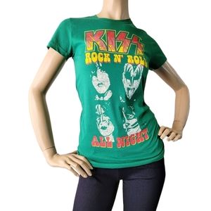 Kiss "Rock N' Roll All Night" Kelly Green Fitted T-Shirt